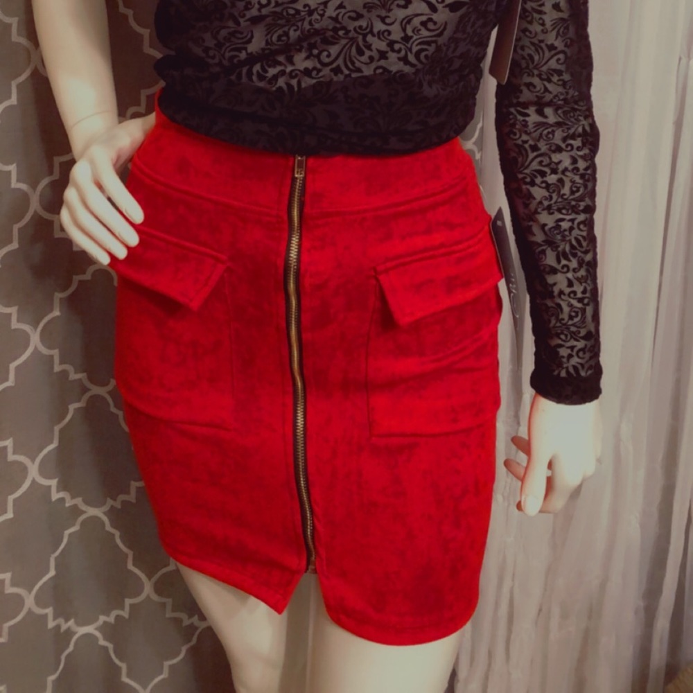 Mid suede skirt